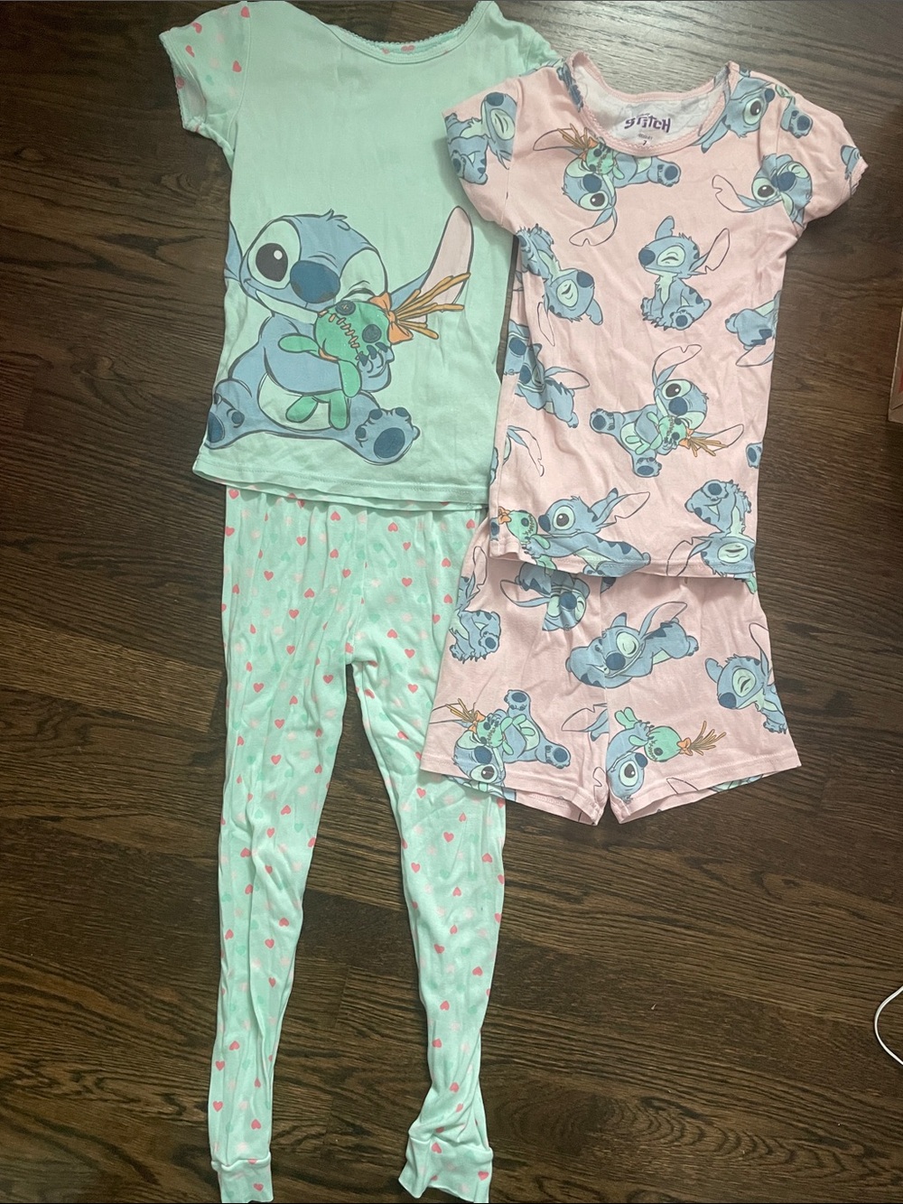 Disney Girls' Stitch Pajama Set - Mint & Pink
